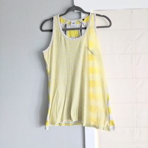 ⭐Cabi Yellow Grey Striped Racerback Tank Top Small ⭐